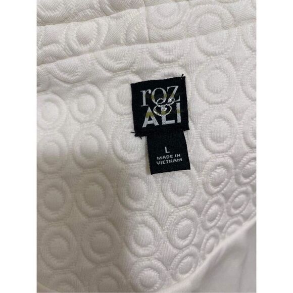 Roz & Ali white quilted look open front long jacket blazer lined Size L - Picture 6 of 6